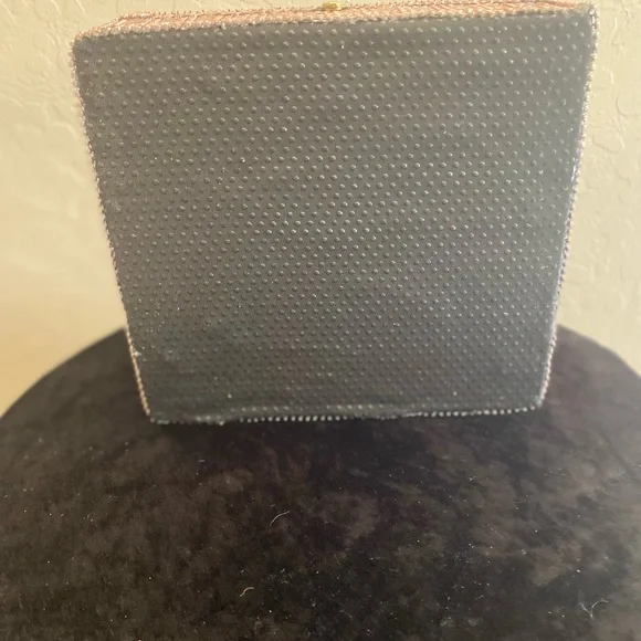 Rose Gold and Black Dress Box Purse with Black Handle, Mirror Inside - Picture 5 of 15